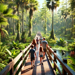 Group of People Exploring a Nature Preserve in Southwest Florida