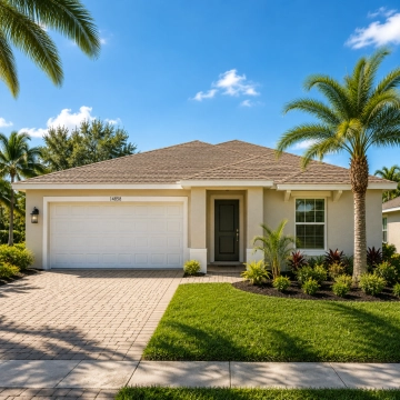 Single-story Florida home with palm trees and landscaped yard representing San Carlos Park