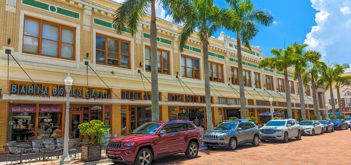 Street with Cafes and Shops in Fort Myers, Florida