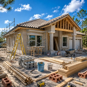 House Under Construction in Lehigh Acres, Florida House Under Construction in Lehigh Acres, Florida