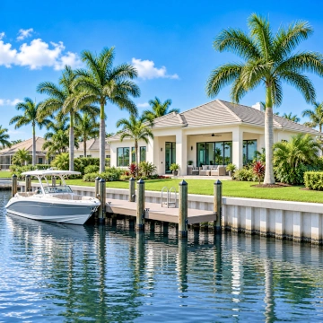 Propiedades Frente al Agua y con Acceso al Golfo en Cape Coral Casa frente al agua con acceso para embarcaciones en Cape Coral, Florida