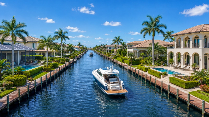 Houses on a Canal in Cape Coral, Florida Houses on a Canal in Cape Coral, Florida